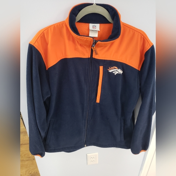 Denver 🏈 Broncos fleece zipup jacket 💙🧡 - Picture 1 of 8